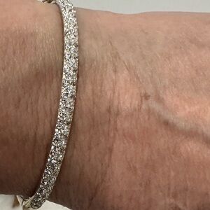 Sterling silver .925 and 1/10 carat weight diamond bangle bracelet NEW